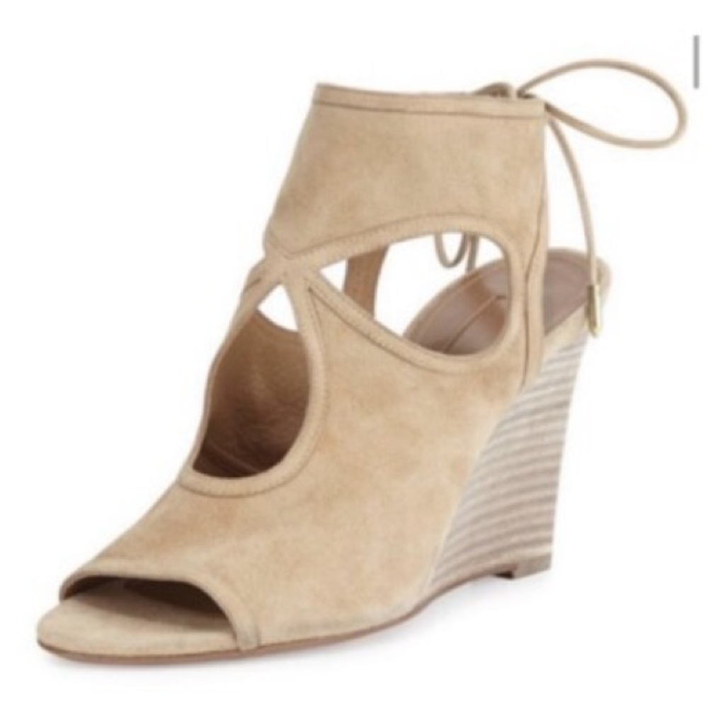 Aquazzura Sexy Thing Beige Wedge Sandals